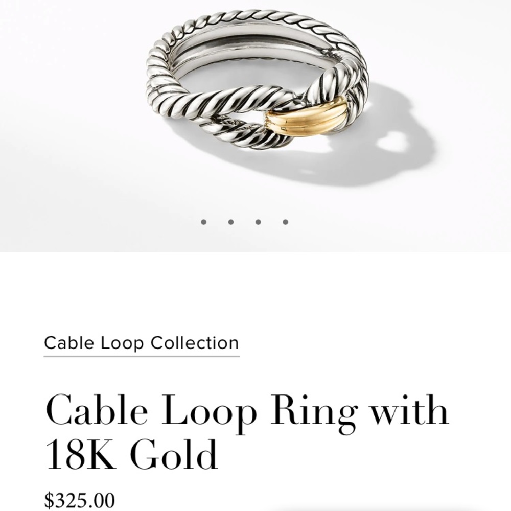 David Yurman Cable Loop Ring 18K Gold 100% authent